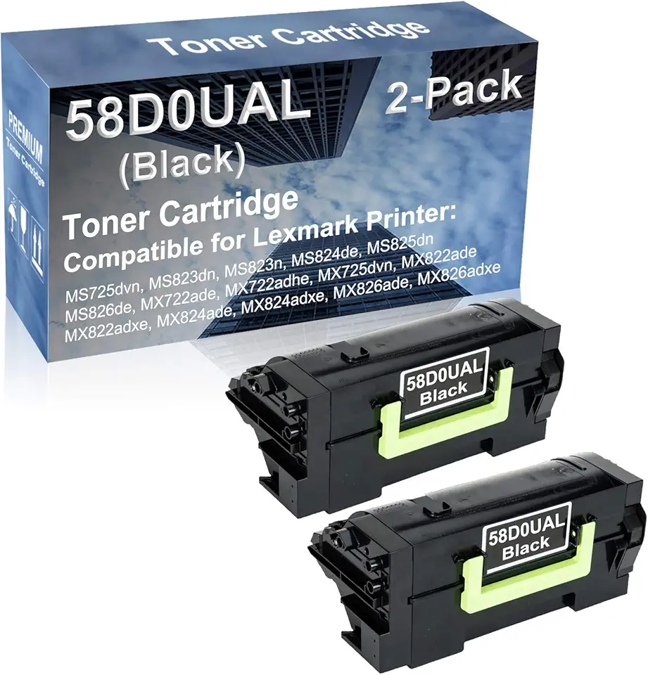 2-Pack Compatible High Capacity 58D0UAL Imaging Toner Cartridge use for MS725dvn MS823dn MS823n MS824de MS825dn Printer (Black)
