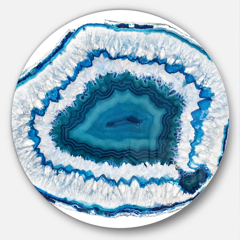 Designart Blue Agate Crystal Abstract Large Print Metal Wall Art-Disc of 23, 23'' H x 23'' W x 1'' D 1P