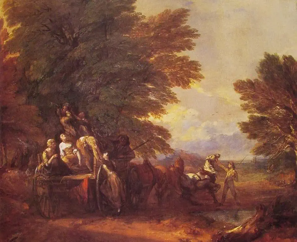 Toperfect 4 Paintings The Harvest Wagon landscape Thomas Gainsborough Oil Art on Canvas - Famous Artworks -Size04, $50-$2000 Hand Painted by Art Academies' Teachers