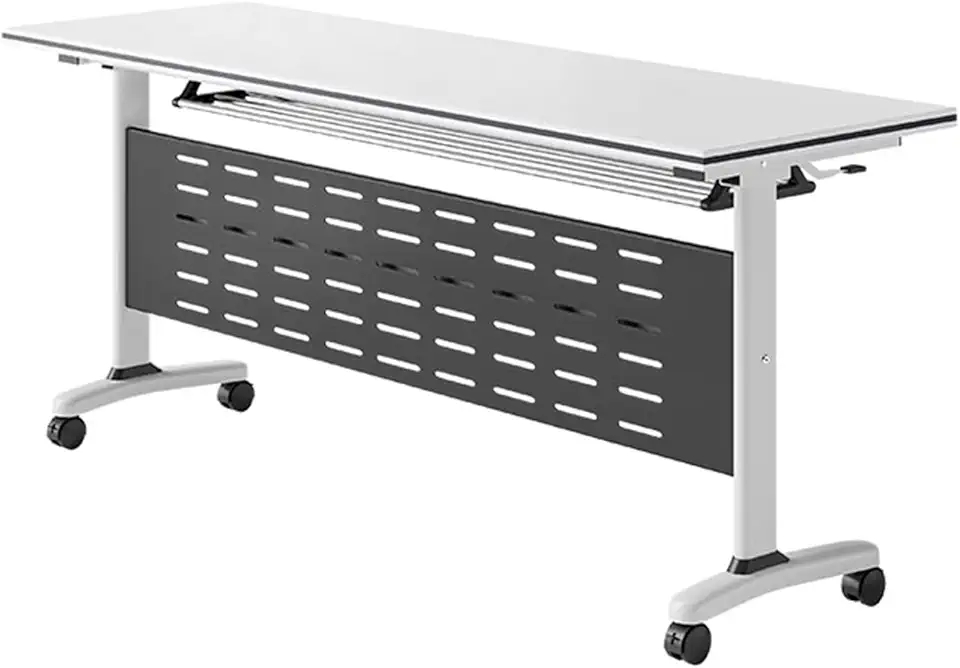 Folding Conference Table with Lockable Wheels Rectangular Meeting Tables for Office Home Mobile Training Table (8PCS55.1
