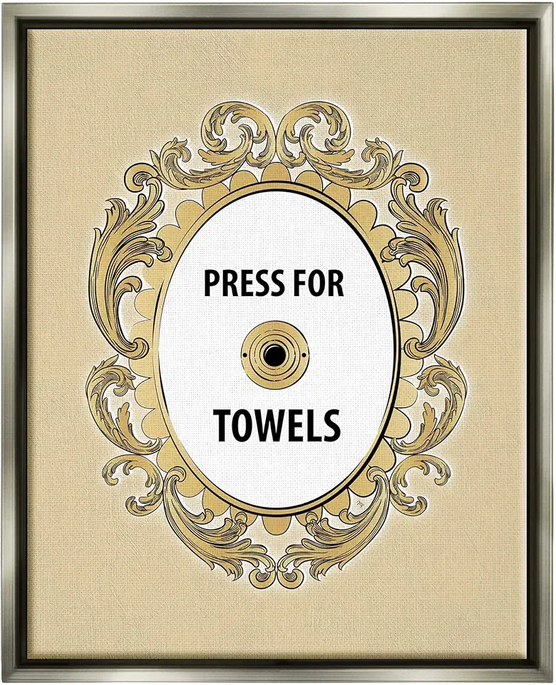Stupell Industries Press For Towels Ornate Bell Framed Floater Canvas Wall Art, Design by Martina Pavlova