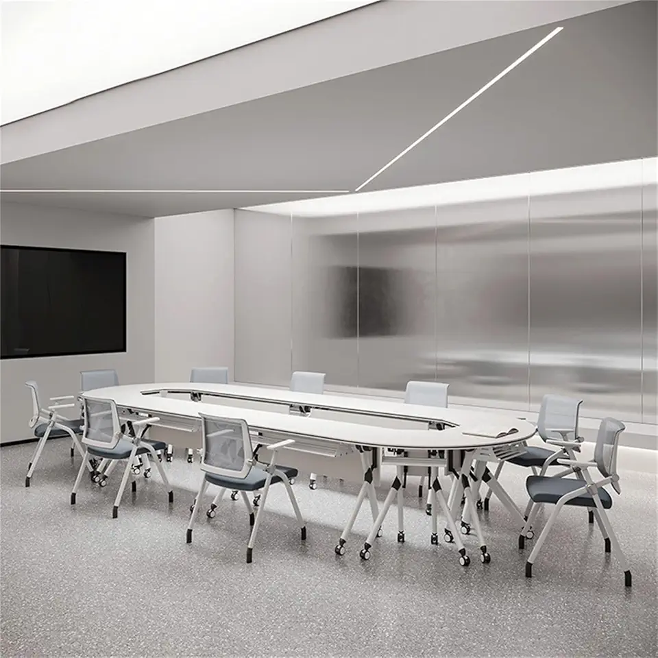 Conference Table 3 Pack Conference Room Table Modern Office Folding Conference Training Table Rolling Meeting Table Mobile Training Seminar Table for Office Conference Room,63in