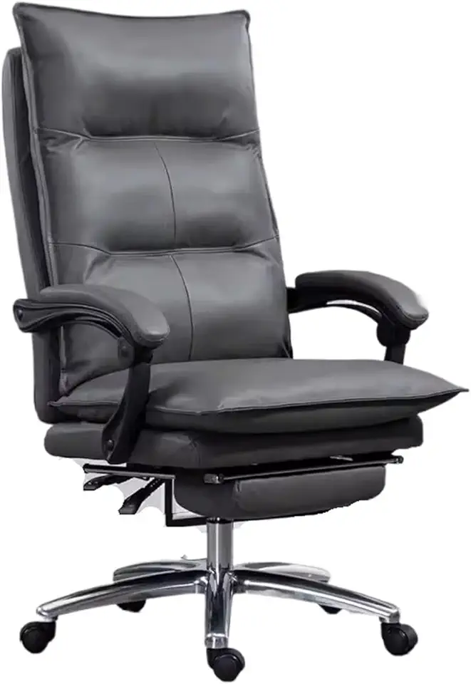 Ergonomic Office Chair Leathers Office Desk Chair Gaming-Ergonomic High Back Comfortable Cushion Adjustable Swivel Rolling Home Executive Office Chair Desk Chair (Gris One Size)