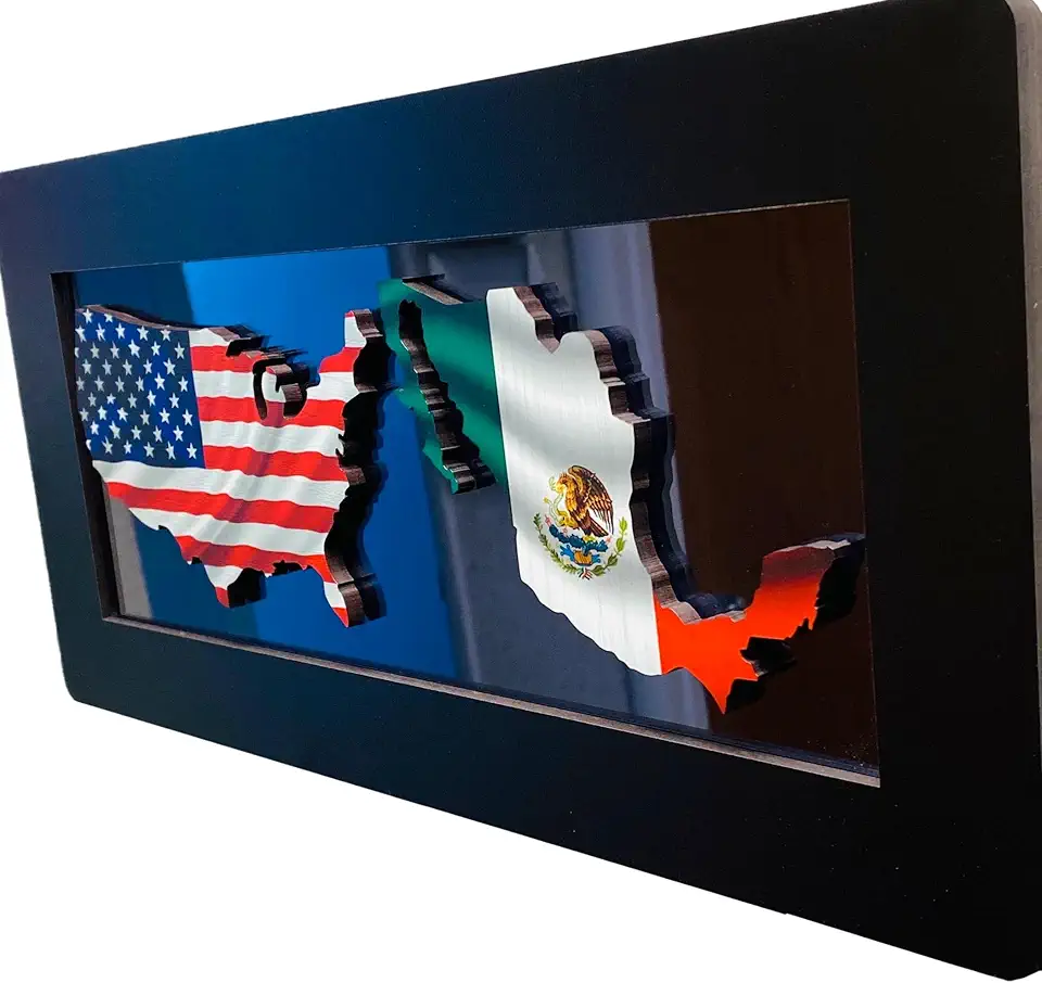 Sponsored Ad - Two Country 3D Flag Wall Art with Custom Engraving Plaque, Citizenship Gift, Multiple Frame Options (Black)