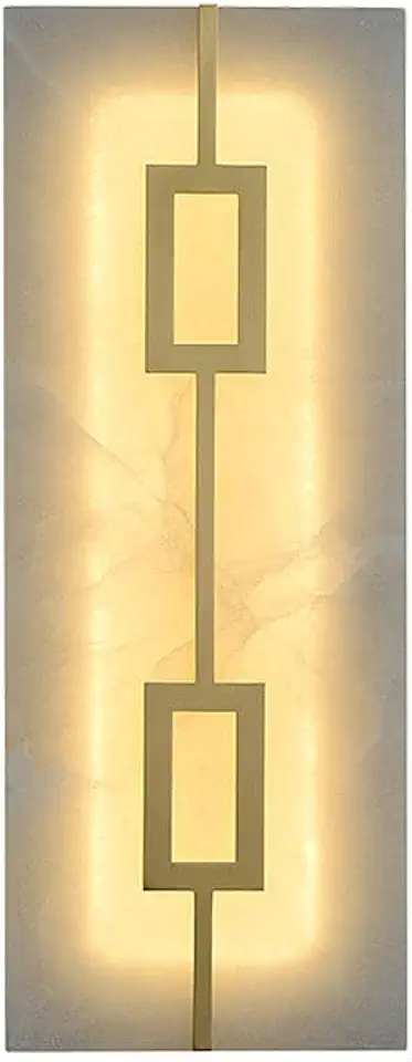 Chinese Style Modern LED 5W Square/Rectangular Shape Marble Lampshade Brass Art Wall Lamp Lighting, Geometric Wall Lights Fixture for Bedside Hallway Decorative Wall Mounted Sconces(Rectangular)