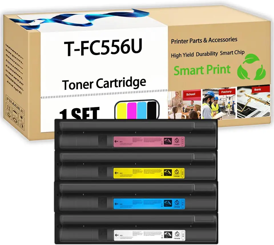 Compatible for Toshiba T-FC556U Toner Cartridge E Studio 5506AC 5506ACT 6506AC 6506ACT 7506AC 7506ACT Printers, High Yield 100000 Pages, with Chip (4-Pack BK/C/M/Y)