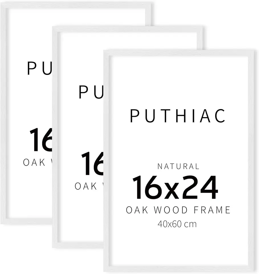 puthiac 16x24 White Oak Wood Picture Frame - Minimalist 16x24 Poster Frame, 16