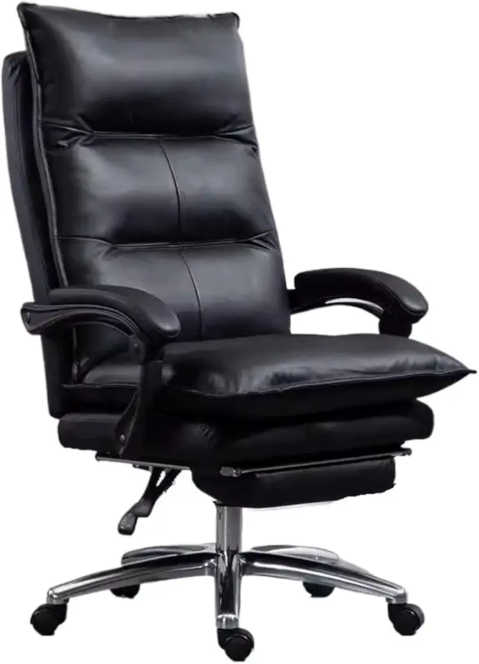 Ergonomic Office Chair Leathers Office Desk Chair Gaming-Ergonomic High Back Comfortable Cushion Adjustable Swivel Rolling Home Executive Office Chair Desk Chair (Black One Size)