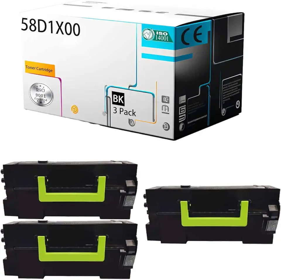 58D1X00 Toner Cartridge Compatible for Lexmark MS725dvn MS823dn MS823n MS825dn MS826de MX822ade MX822adxe MX826ade MX826adxe Printer [High Print Page Volume with Chip] (Black 3Pack)