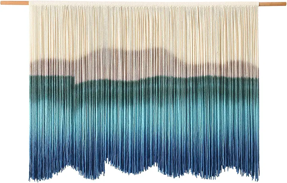 Macrame Wall Hanging Woven Tapestry Bohemian Wall Art Decoration Bedroom Living Room Decoration Natural Plant Dyes (120 * 90 Cm)