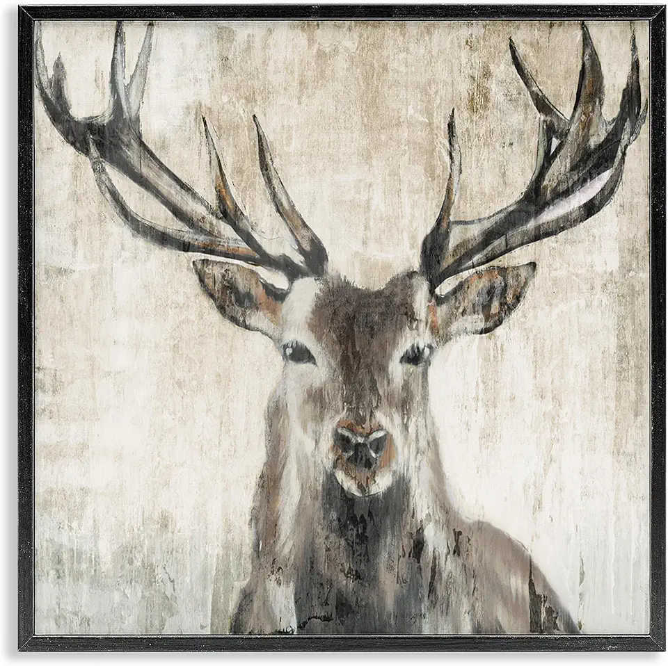 Stupell Industries Rustic Deer Elk Wildlife Portrait Framed Giclee Art, Design by Liz Jardine