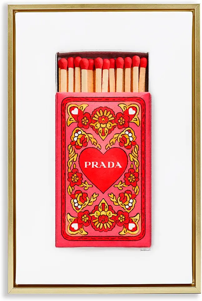 Stupell Industries Glam Heart Pattern Matches Gold Framed Floater Canvas Wall Art Design by Amanda Greenwood, 21 x 31