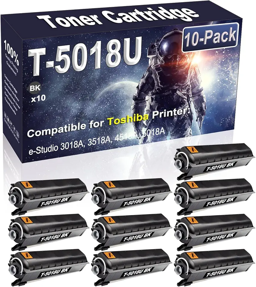 10-Pack (Black) Compatible T-5018U T5018U Laser Toner Cartridge Replacement for Toshiba e-Studio 3018A 3518A 4518A 5018A Printer