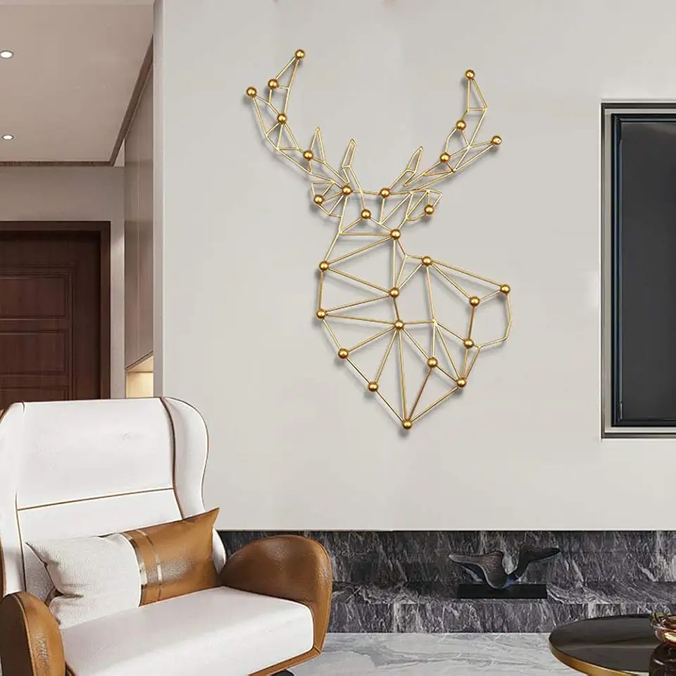 CAMBOS Wall Decor Metal Wall Art Abstract Elk Shape Iron Wall Sculptures Manual Welding Metal Wall Decoration Suitable for Living Room Bedroom Hotel Office