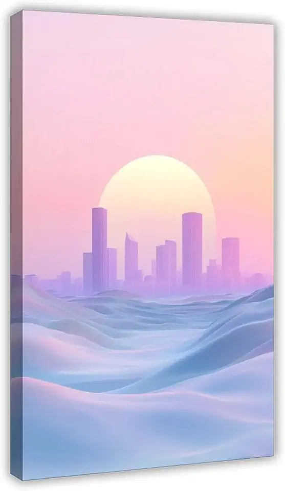 Modern Futuristic Canvas Art – Surreal Landscape Wall Print in Minimal Style, Aesthetic Sci-Fi Home Decor for Trendy Interiors Poster Print Decorative Painting Canvas Wall Art Living Room Posters Bedr