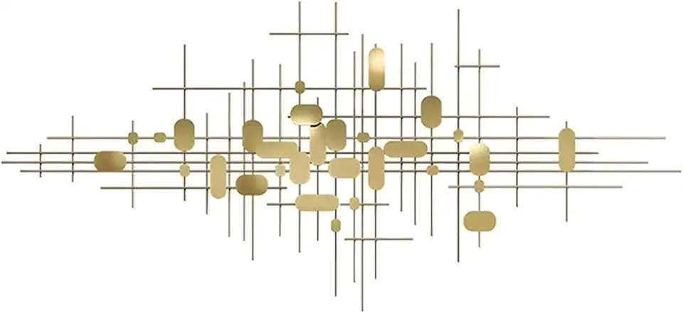 Wall Decor Large Metal Wall Decoration- Art Wall Hanging, Modern Wall Art Sculpture,Abstract Metal Grid Plating Geometric Patterns Wall Decoration Wall Hanging,Vertical or Horizontal Orientation