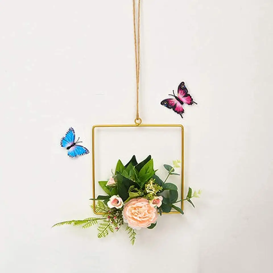 Wall Decor Farmhouse Style Modern Light Luxury Metal Wall De, Simple Modern Restaurant Wall Decoration Girls Room Bedroom Fake Flower Pendant Dormitory Wall Decoration Simulation F，C