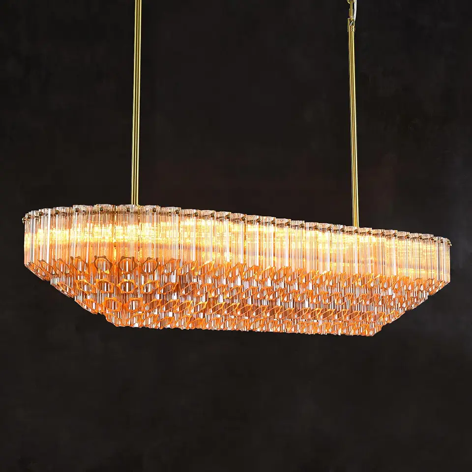 Amber Glass Chandeliers for Dining Room Over Table, 43