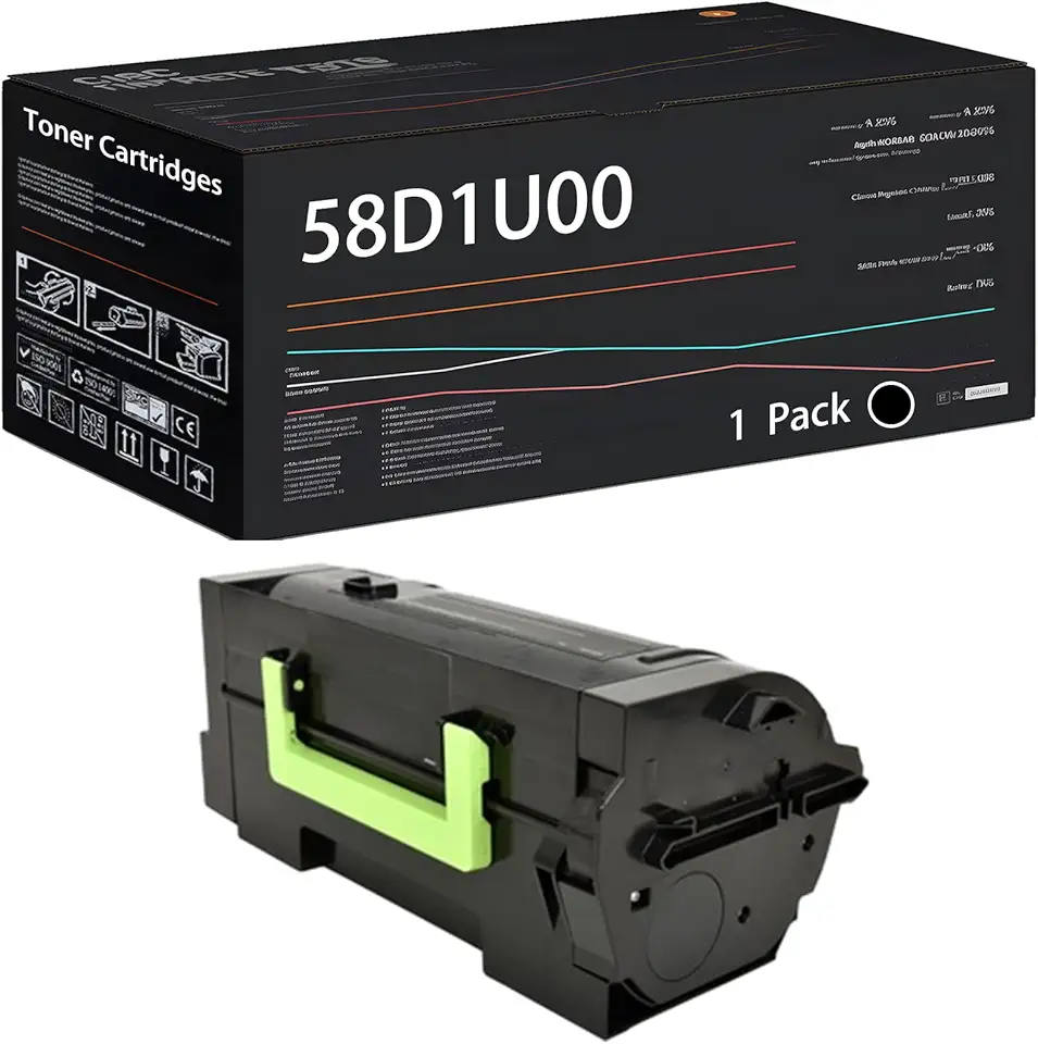 Compatible for Lexmark MS725dvn MS823dn MS823n MS825dn MX822ade MX822adxe MX826ade MX826adxe Printer, 58D1U00 Toner Cartridge Compatible for Lexmark 58D1U00, High Yield 55000 Pages (Black 2Pack)