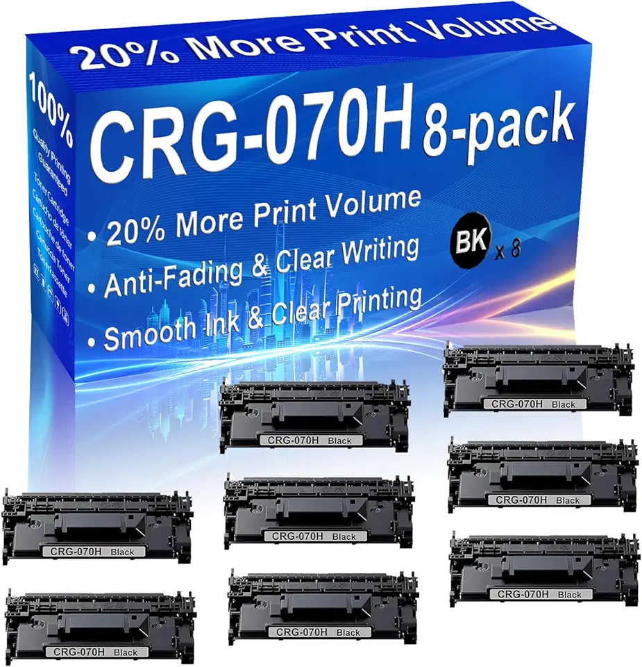 8-Pack (Black) Compatible High Yield CRG-070H Toner Cartridge Use for imageCLASS MF460dw MF461dw MF463dw MF465dw LBP240dw LBP243dw LBP246dw Printer