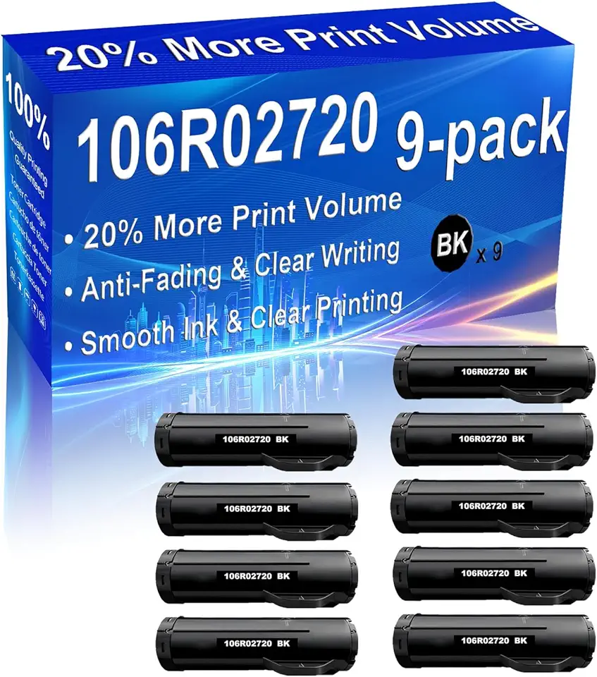 9-Pack (Black) Compatible Phaser 3610 3610DN 3610N 3610DNW Printer Toner Cartridge (High Capacity) Replacement for 106R02720 Printer Toner Cartridge
