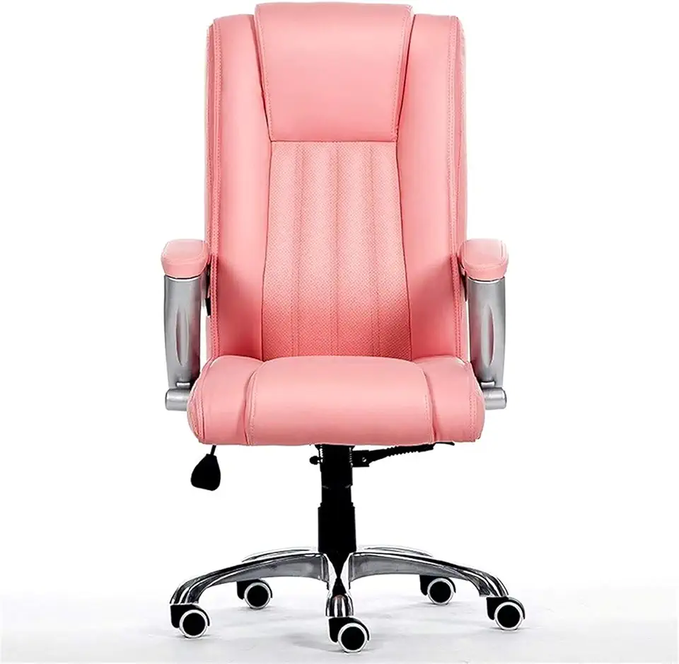 Luxury Boss Chair Big Tall Executive Office Chair, Boss Office Chair High Back PU Executive Office Chair Big Ergonomic Computer Desk Chair Bonded Leather Chair,Pink