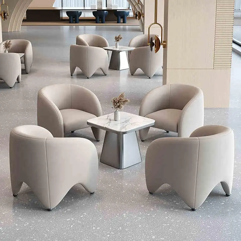 Chairs, Armchairs, Light Luxury Modern Sales Office Sales Department Negotiation Small Round Table Negotiation Table Reception Table and Chair Combination B-2