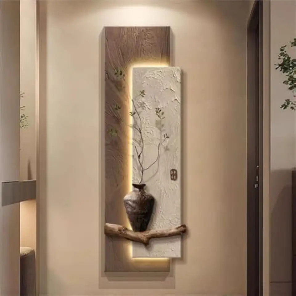 Modern 3D Wall Art Sculpture with Decorative Lamp for Bedroom & Living Room - Plug-in Power Supply, Stylish Wall Décor for Home Decoration