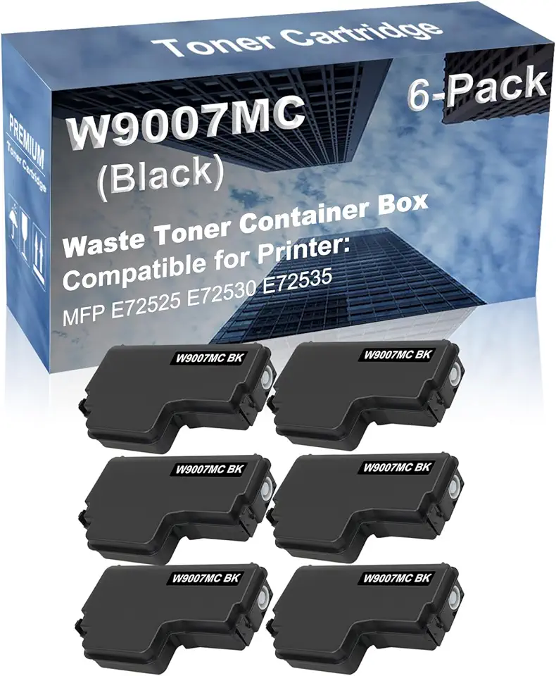 6-Pack Compatible High Yield MFP E72525 E72530 E72535 Waste Toner Container Box Replacement for W9007MC Toner Cartridge (Black)
