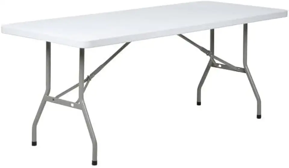 Folding Table, 30W x 72L inches, Heavy-Duty Plastic, White Granite, 600 lb Capacity