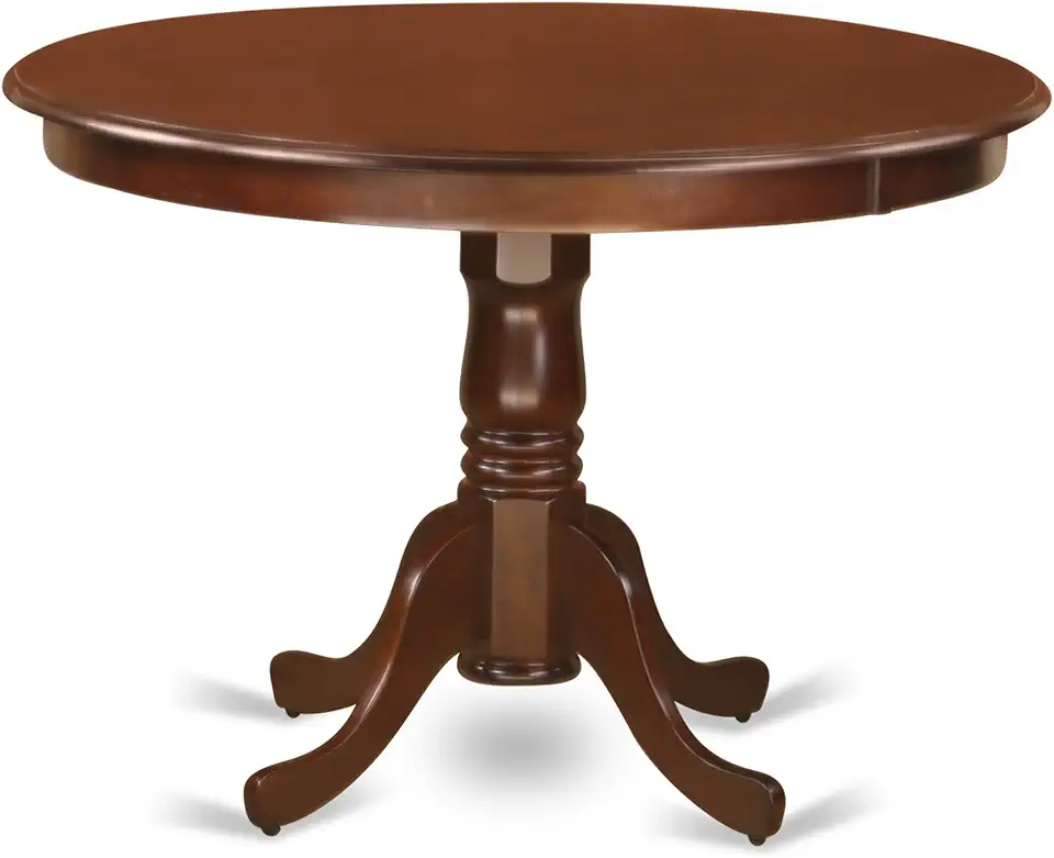 East West Furniture HLT-MAH-TP Hartland Kitchen Dining Table - a Round Wooden Table Top with Pedestal Base, 42x42 Inch, Mahogany