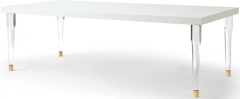 Meridian Furniture 832-T Bethany Collection Modern | Contemporary White Lacquer Dining Table, 94.5