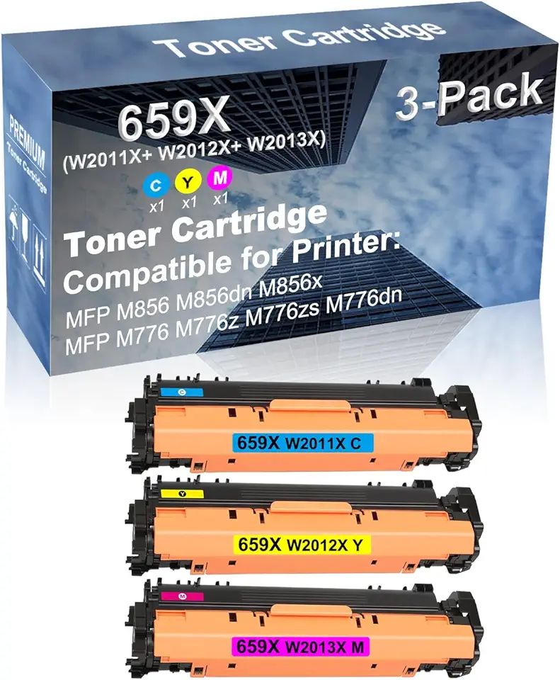 3-Pack (C+Y+M) Compatible MFP M856 M856dn M856x, MFP M776 M776z M776zs M776dn Printer Toner Cartridge High Capacity Replacement for 659X (W2011X+ W2012X+ W2013X) Toner Cartridge
