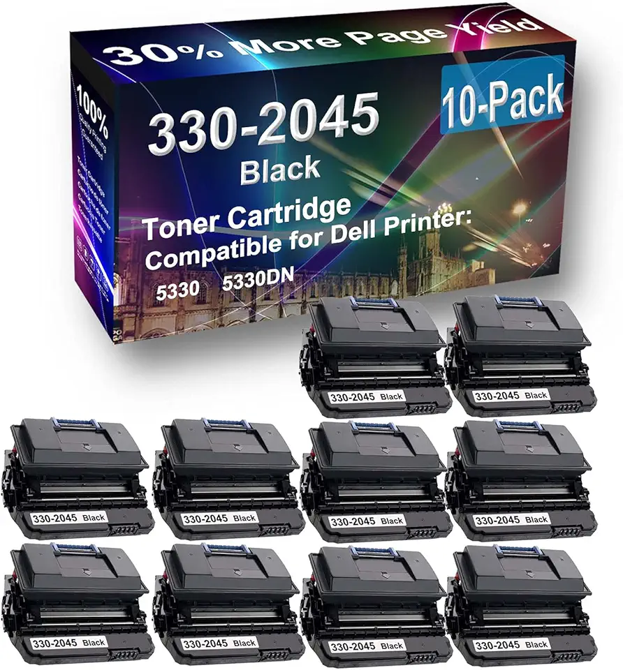 10-Pack Compatible High Yield 5330, 5330DN Printer Cartridge Replacement for Dell 330-2045 Toner Cartridge (Black)