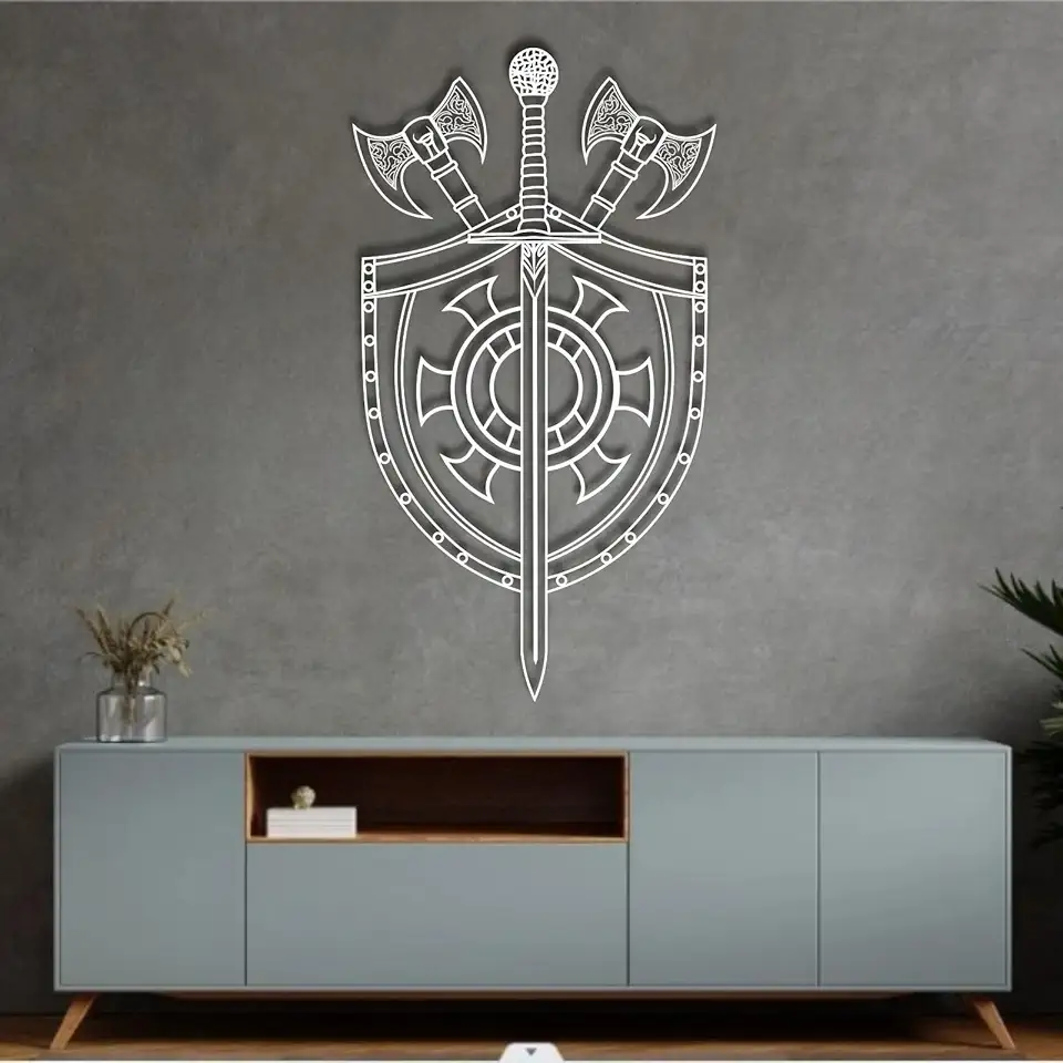 Viking Shield Metal Wall Decor, Norse Inspired Accen, Wall hangings Metal
