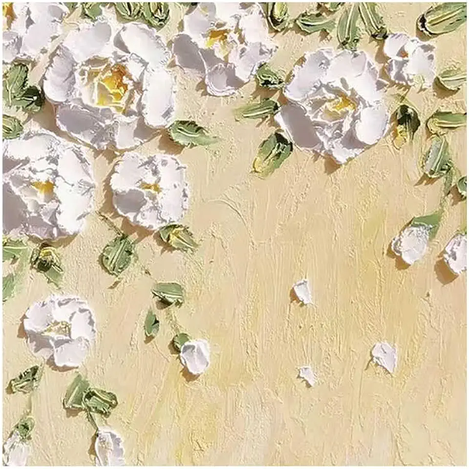 EUEUE Embossed Rose Floral Texture Mural All Art Modern Artwork Home Decor Modern Imitation Wall Painting for Living Room, Bedroom, Office 100x100cm