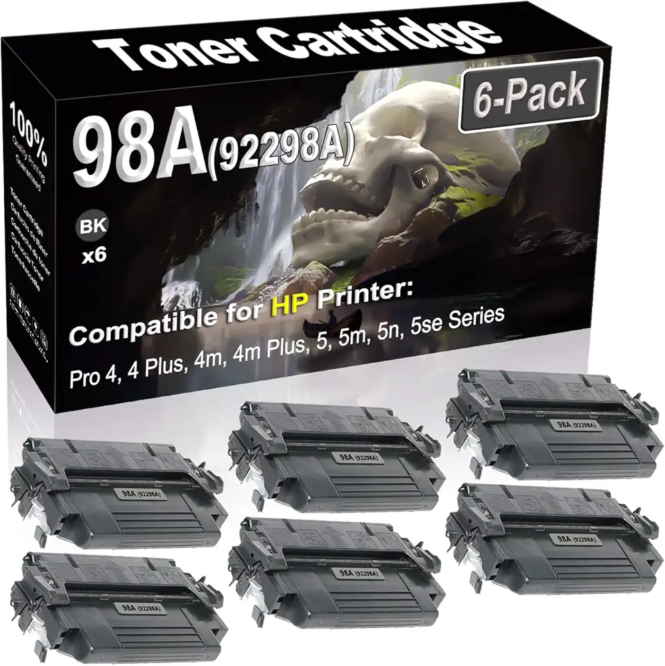 6-Pack Compatible High Capacity 98A 92298A Imaging Toner Cartridge use for Pro 4, 4 Plus, 4m, 4m Plus, 5, 5m, 5n, 5se Printer (Black)