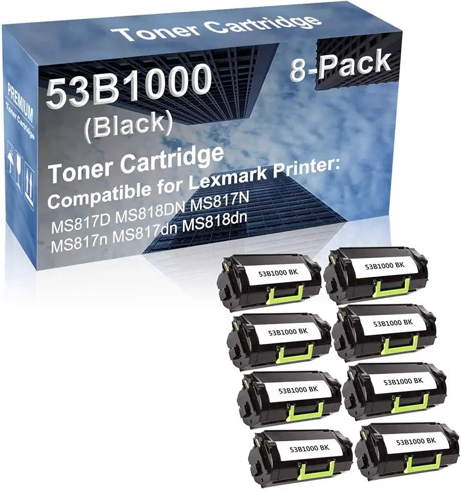 8-Pack Compatible High Capacity 53B1000 Imaging Toner Cartridge use for MS817D MS818DN Printer (Black)