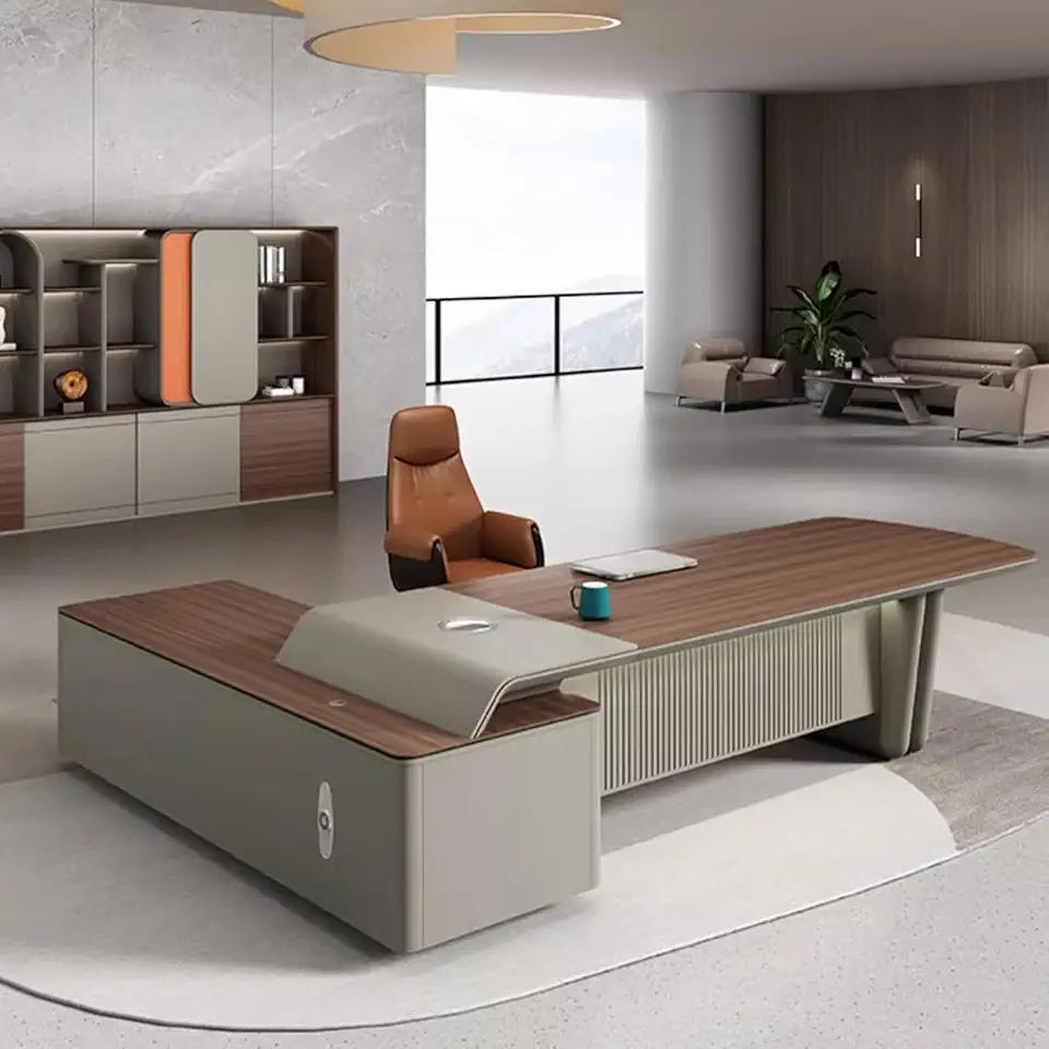 OUDINI Executive Desk Writing Study Desk Computer Desk Table Top Computer Desk Office Executive Desk for Home Office with Storage Cabinets