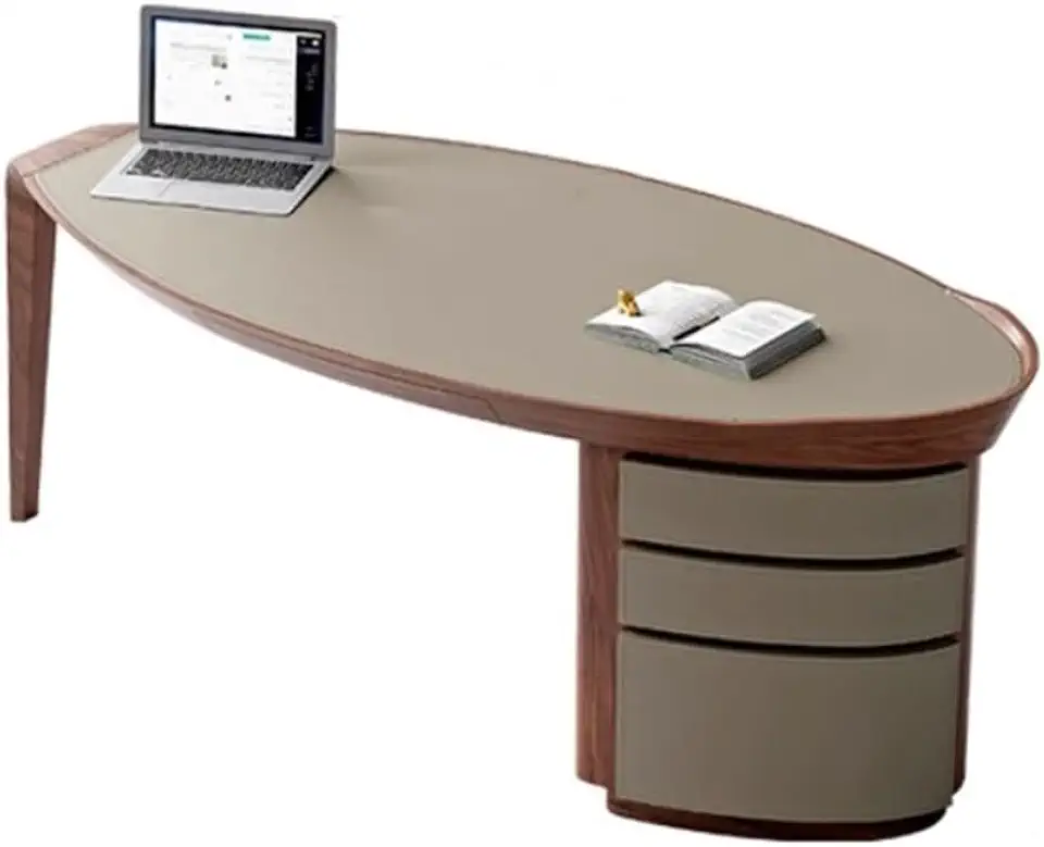 Standing Desk, Modern Home Office Writing Desk with 3 Drawers Ash Wood Executive PC Workstation Sturdy Frame(180cm)