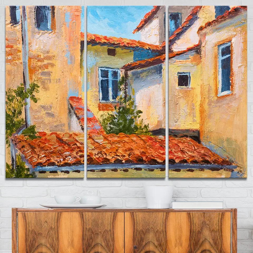 European Rooftops Cityscape on Canvas Art Wall Photgraphy Artwork Print
