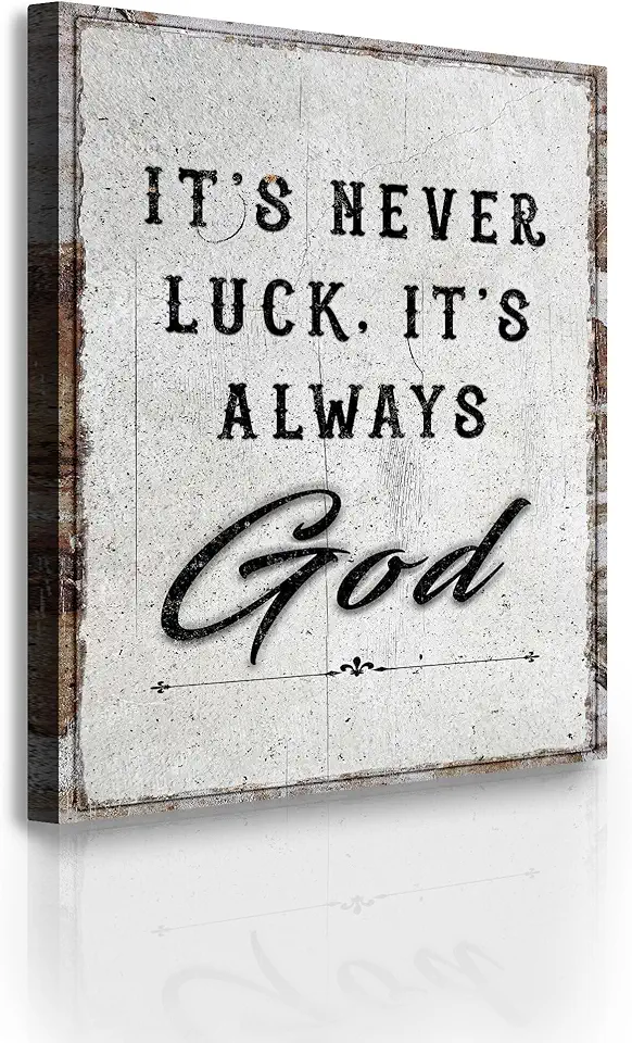 Sponsored Ad - TAILORED CANVASES It’s Never Luck It’s Always God Motivational Wall Decor, Inspirational Quotes Canvas Print, Uplifting Wall Sign for Office, Home, Living Room, Bedroom, Men & Women, Framed