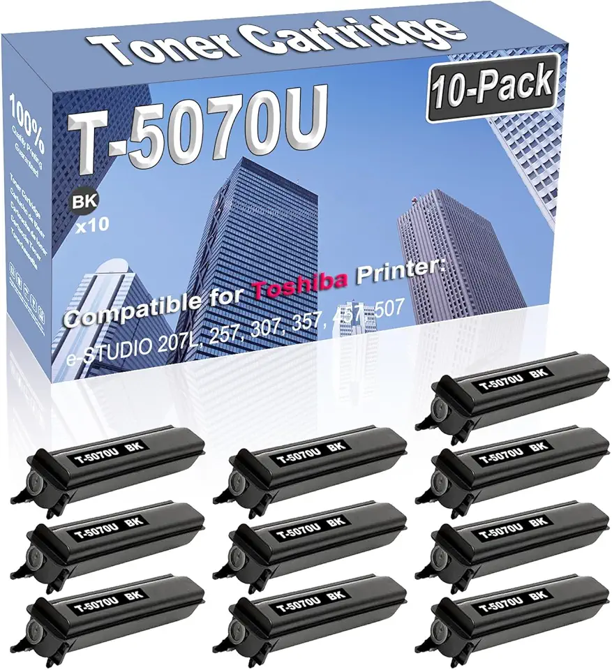 10-Pack Compatible High Capacity T-5070U T5070U Printer Cartridge use for Toshiba e-Studio 207L 257 307 357 457 507 Toner Cartridge (Black)