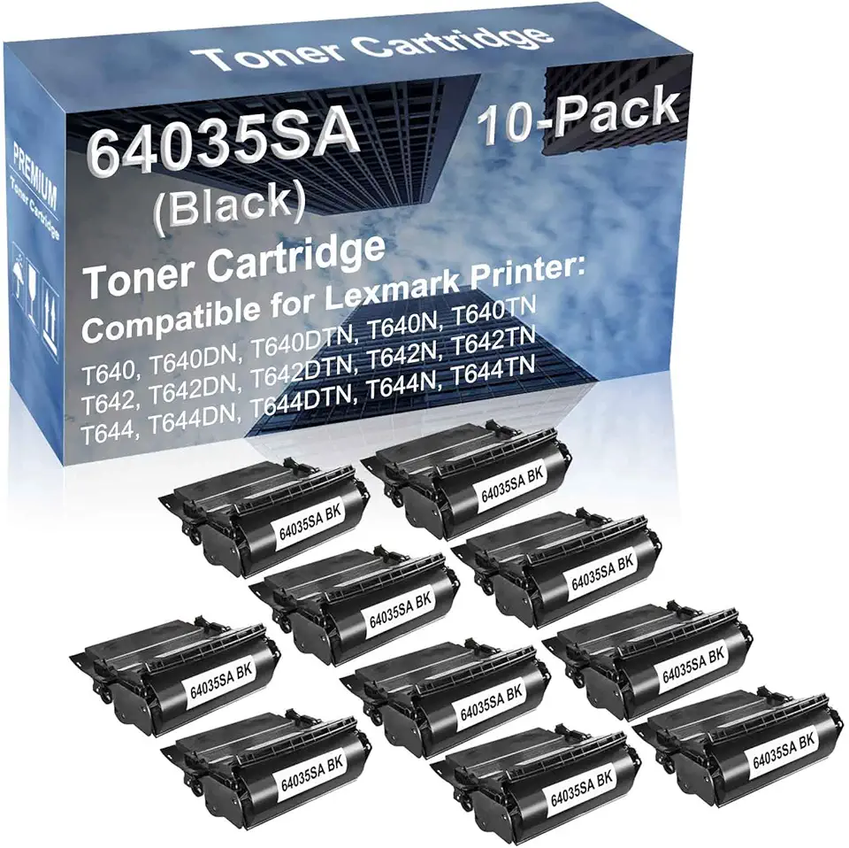 10-Pack Compatible High Capacity 64035SA Toner Cartridge use for T640, T640DN, T640DTN, T640N, T640TN Printer (Black)