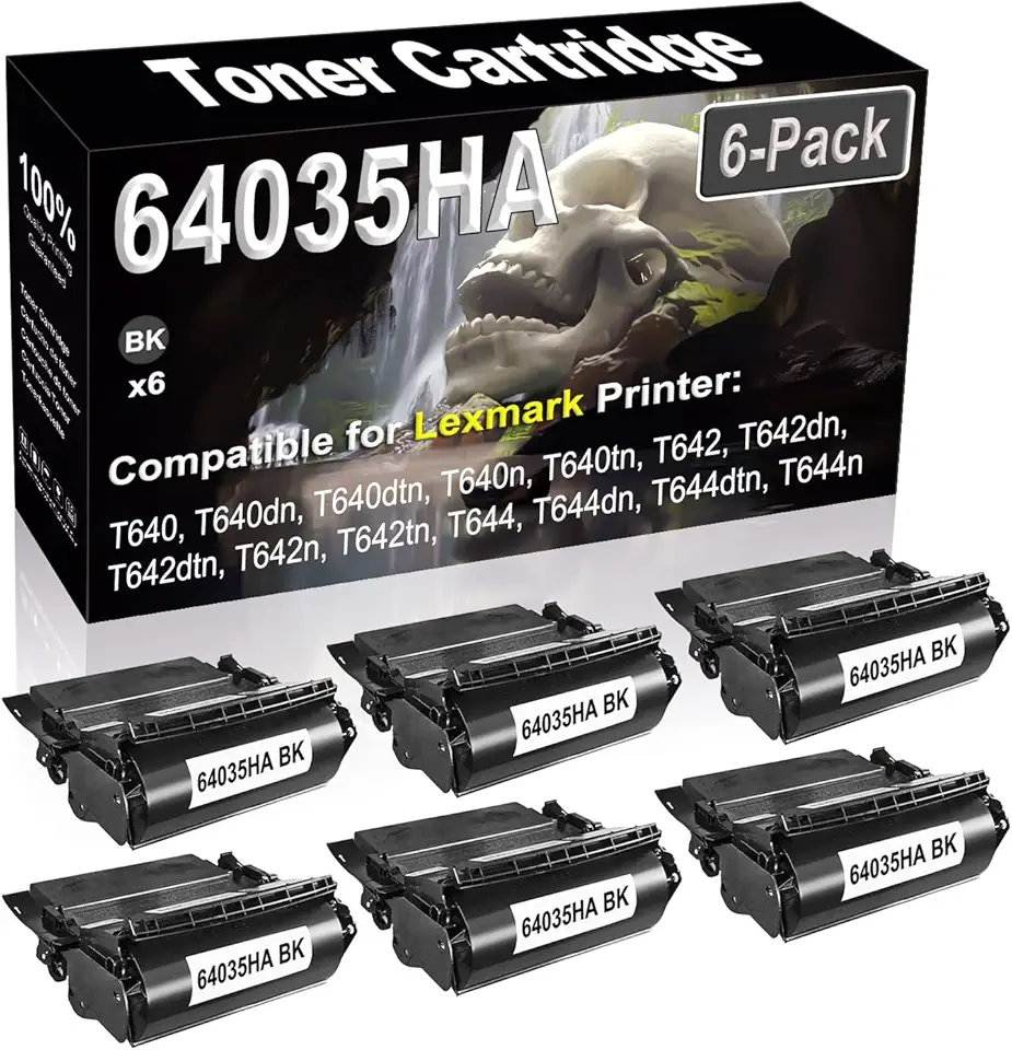 6-Pack (Black) Compatible High Yield 64035HA Laser Printer Toner Cartridge use for T640 T640dn T640dtn T640n T640tn T642 T642dn T642dtn Printer