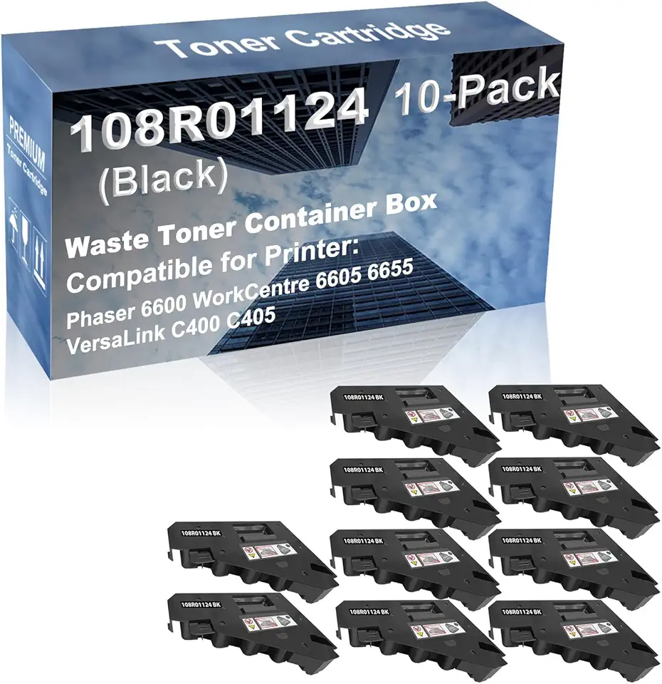 10-Pack Compatible High Capacity 108R01124 Waste Toner Box use for Phaser 6600 WorkCentre 6605 6655 VersaLink C400 C405 Printer (Black)