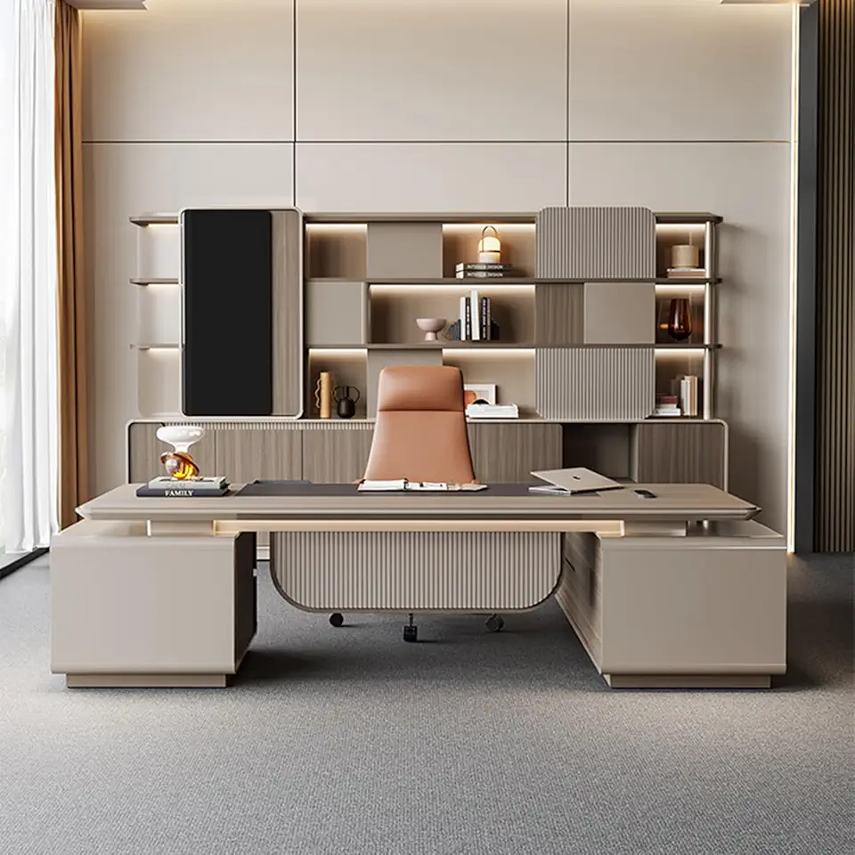 HOLIV L Shaped Desk with Thickened Frame and Board Writing Study Desk Executive Desk Large Sturdy Writing Table Business Furniture Set Workstation for Home Office, 240cm