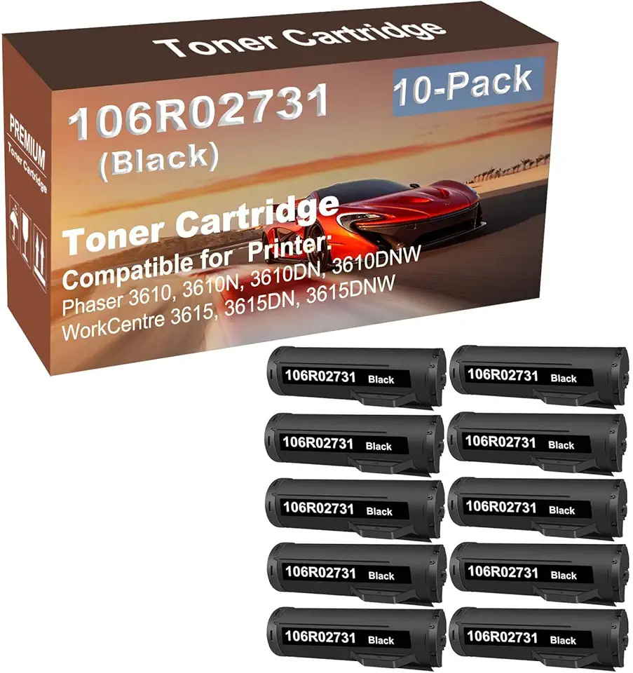 10-Pack Compatible High Capacity 106R02731 Toner Cartridge use for Phaser 3610, 3610N Printer (Black)