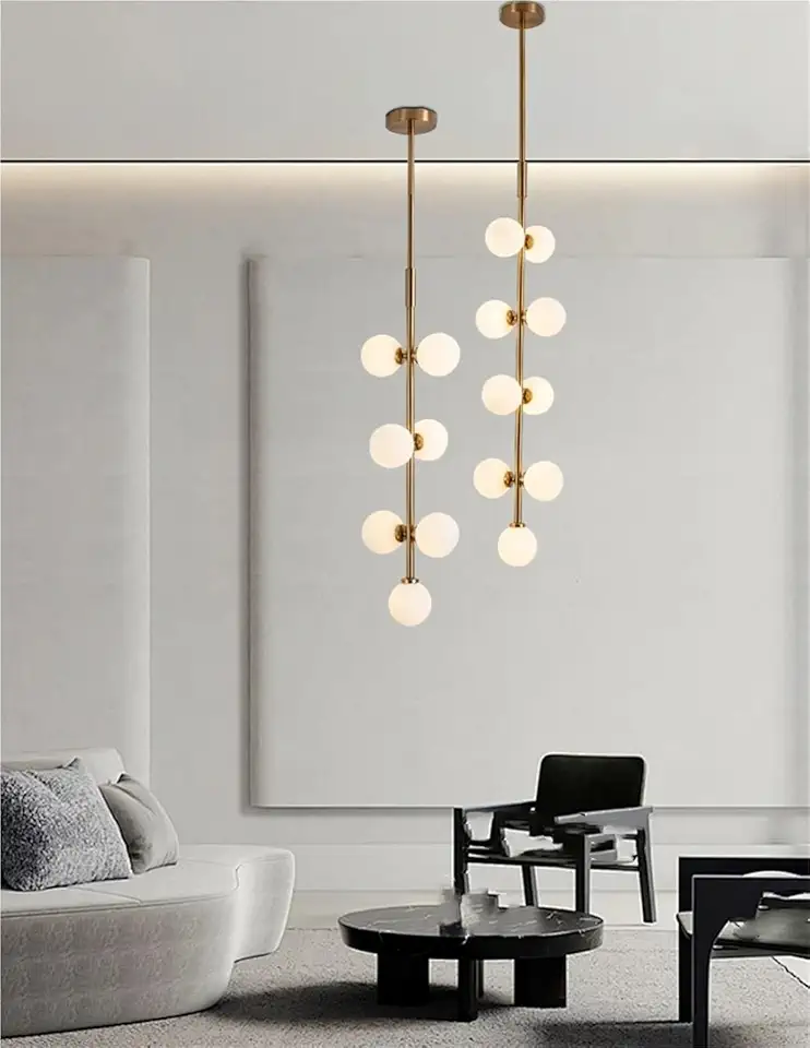 Glass Ball Long Ceiling Pendant Light Led Home Decoration Lamparas Living Room Art Decor Lighting White