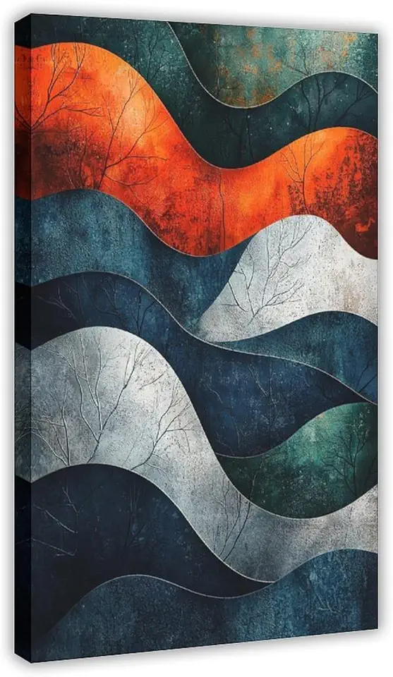 XAHOR Flowing Lines Futuristic Abstract Print – Natural Inspired Modern Wall Decor Canvas Posters Wall Art Bedroom Office Room Decor Gift 20x30inch(50x75cm)